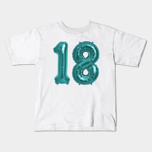 Aqua Blue 18th Birthday Metallic Helium Balloons Numbers Kids T-Shirt